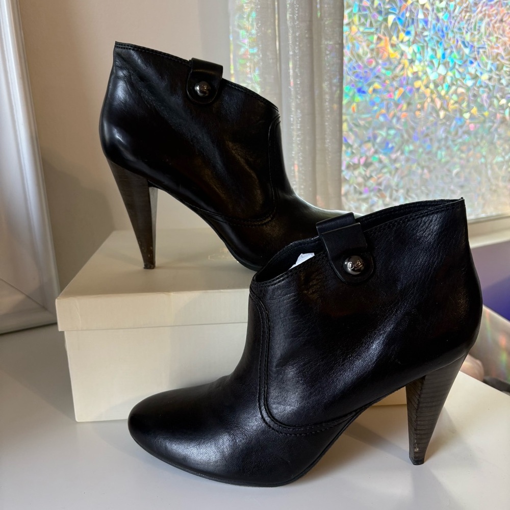 Coach Black Leather Ankle Boots